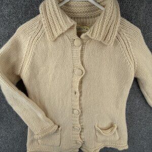 Irelands Eye Ivory Wool Cardigan Sweater Medium Women All Wool Vintage Knit